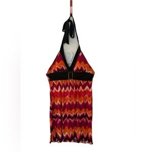 Vibrant Zigzag Halter Dress